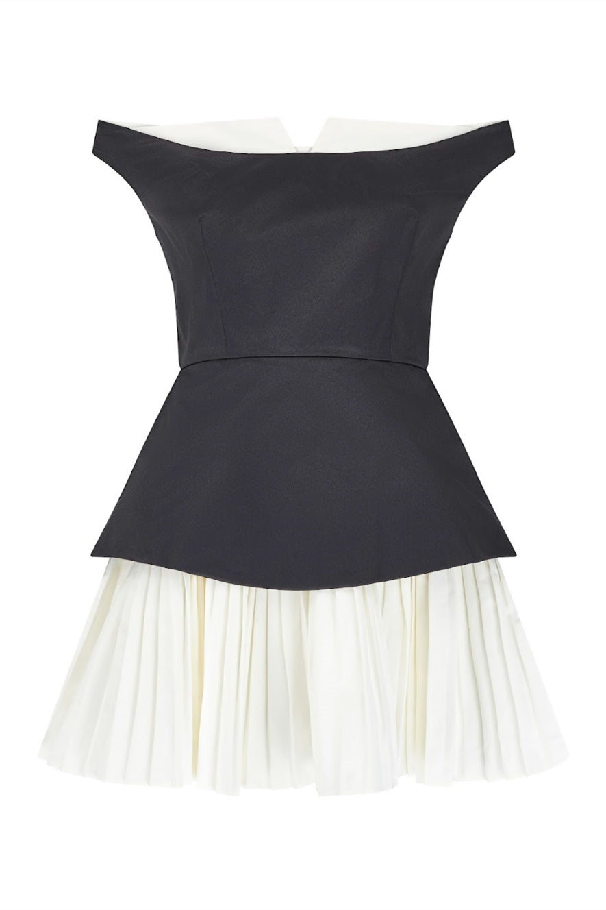 Bertha Color Block Off Shoulder Mini Dress