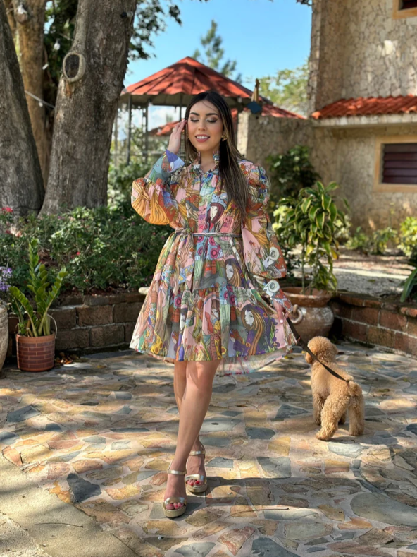 Abstract Printed Short Dress