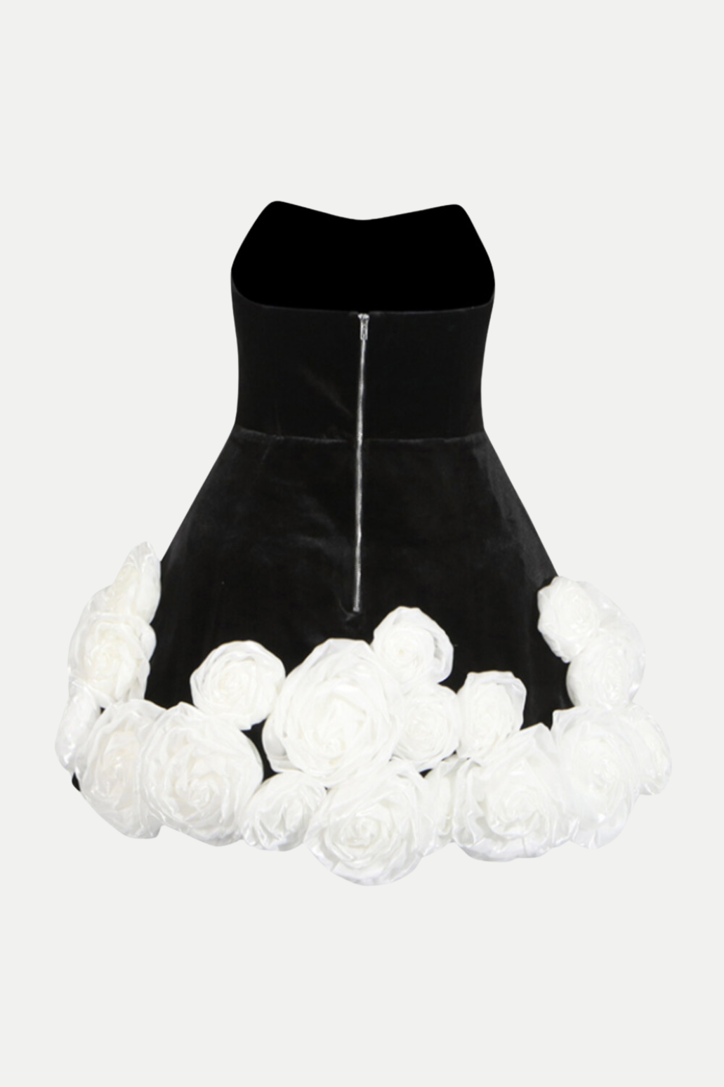 Sebast Flower Strapless Velvet Mini Dress - Black