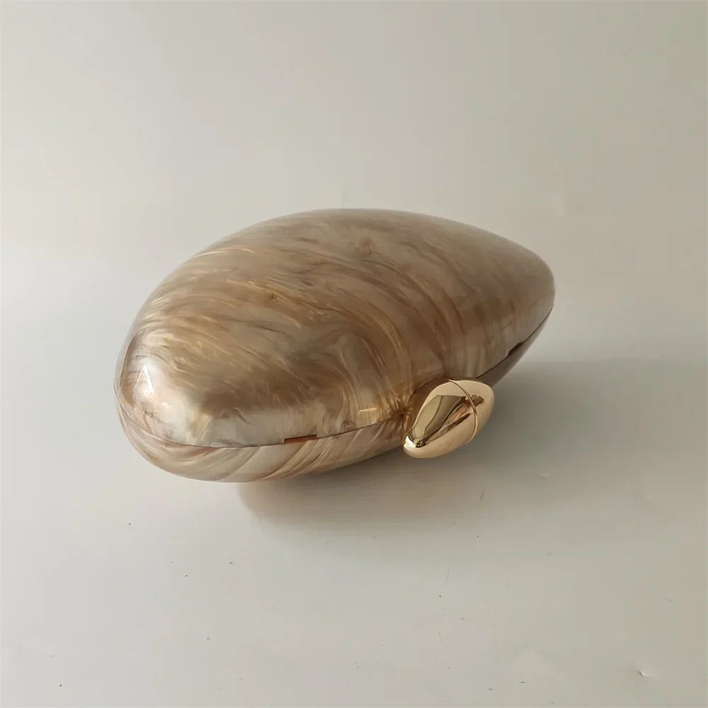 Pearl Brown Marble Acrylic Box Evening Clutch Bag