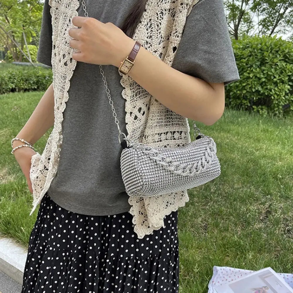 Shiny Banquet Crossbody Glitter Cuba Chain Clutch Bag