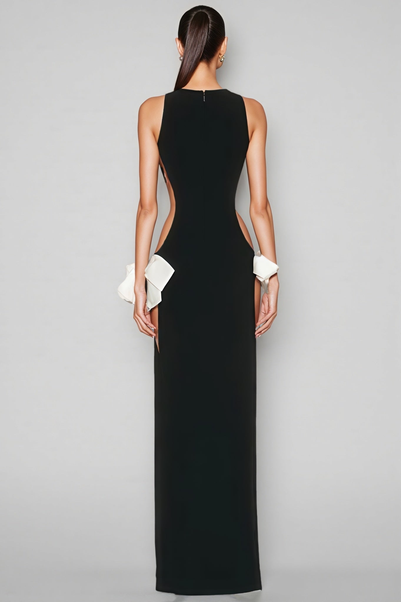 Vendi Double Side Slit Bow Maxi Dress