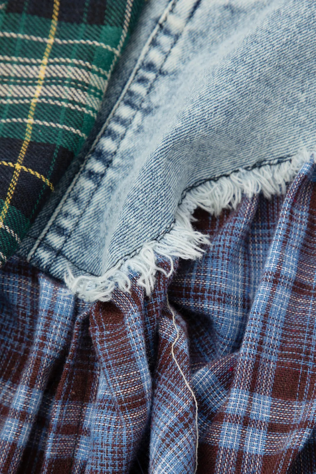 Silila Multi Color Asymmetric Patchwork Denim Mini Skirt