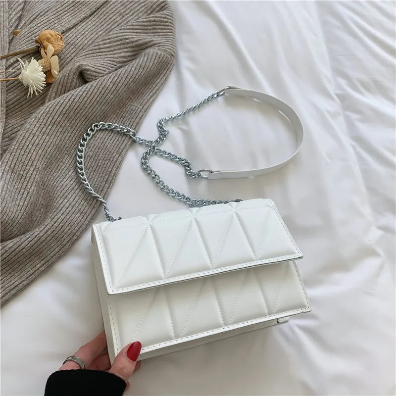 Chain Strap Flap Embroidery Crossbody