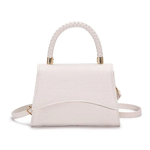 Solid PU Leather Designer Casual Crossbody Top Handle Handbag