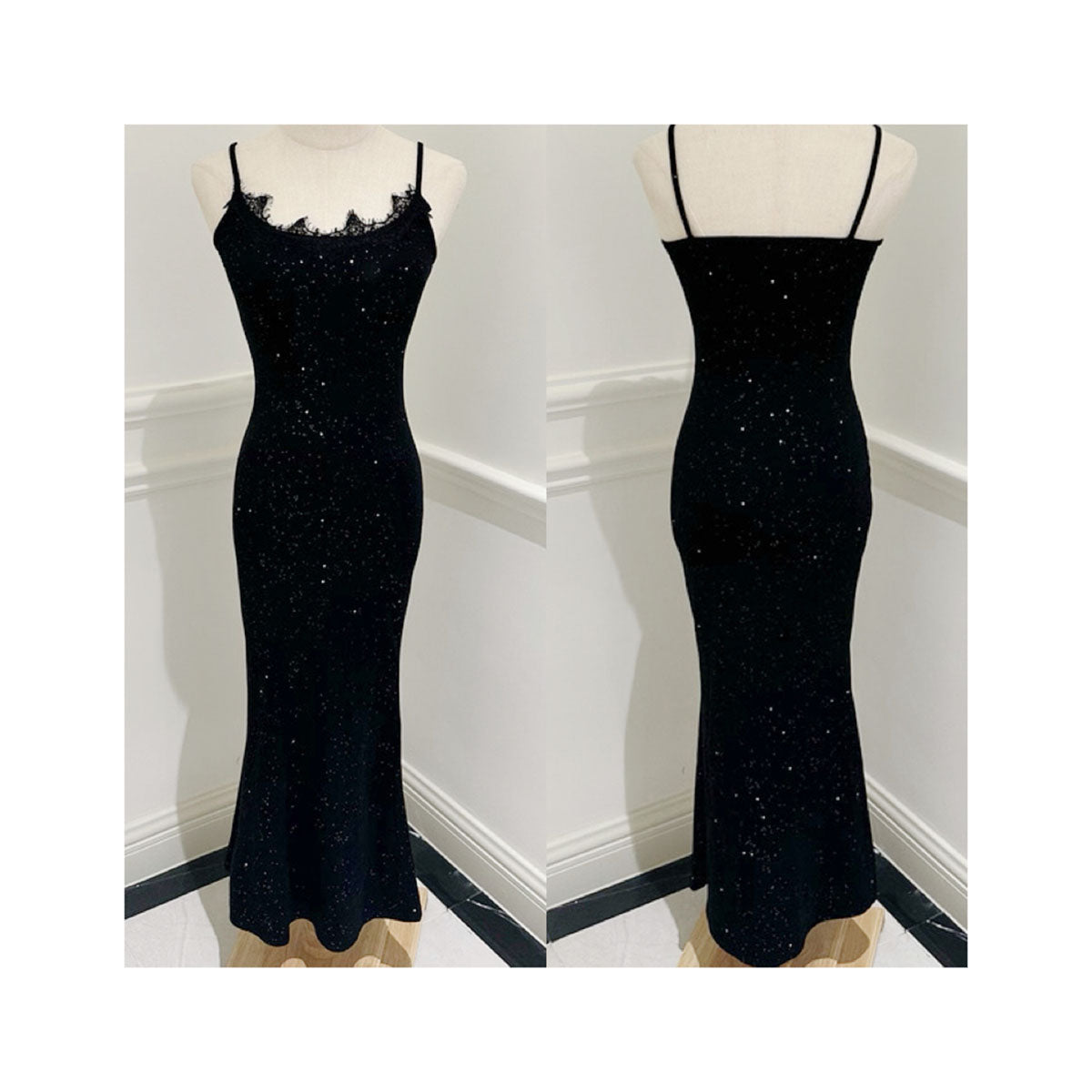 Sparkling Lace Mermaid Slip Dress Plus-Size