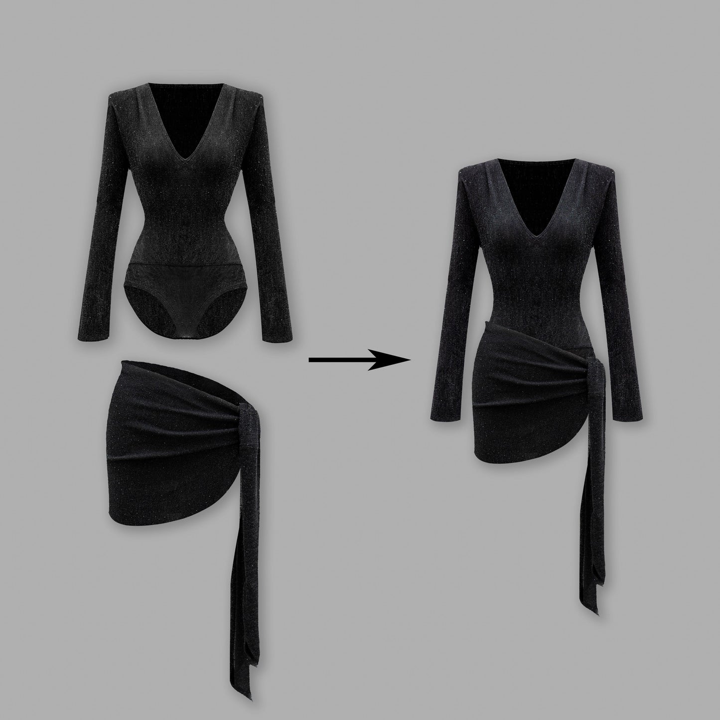 Spring Fantasy - Spicy V-Neck Bodysuit with Shoulder Pads