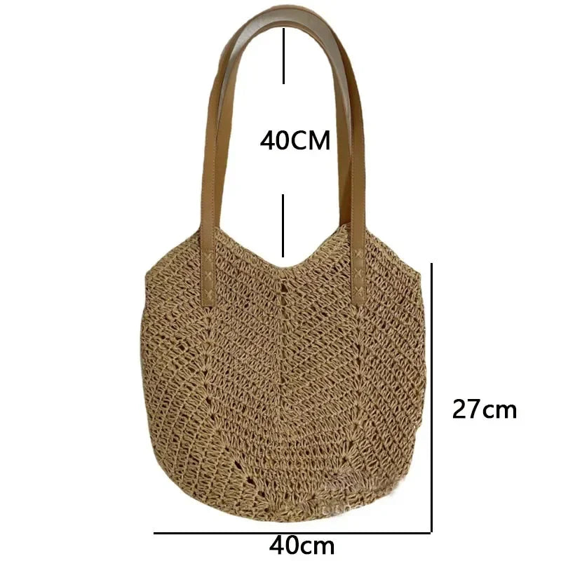 Summer Straw Rattan Crochet Shoulder Bag