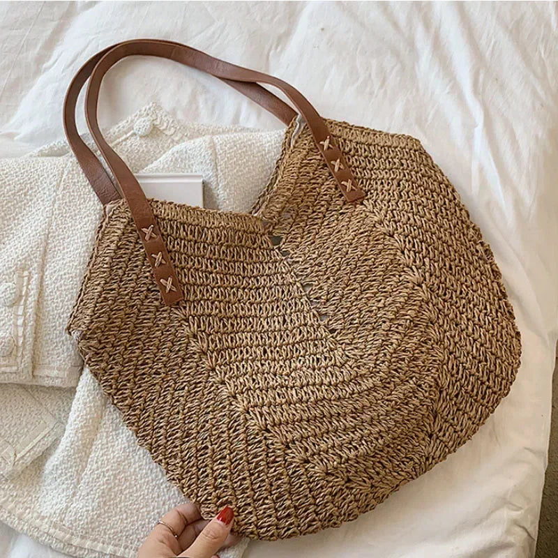 Summer Straw Rattan Crochet Shoulder Bag