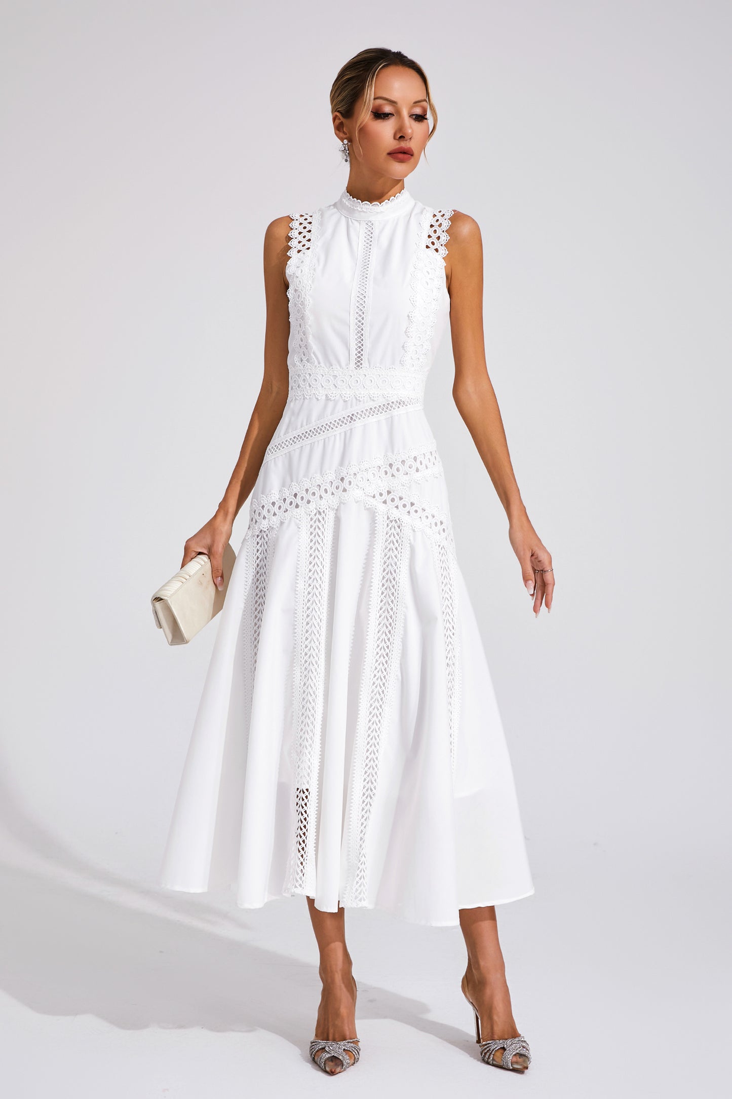 Susanna White Sleeveless Lace Dress
