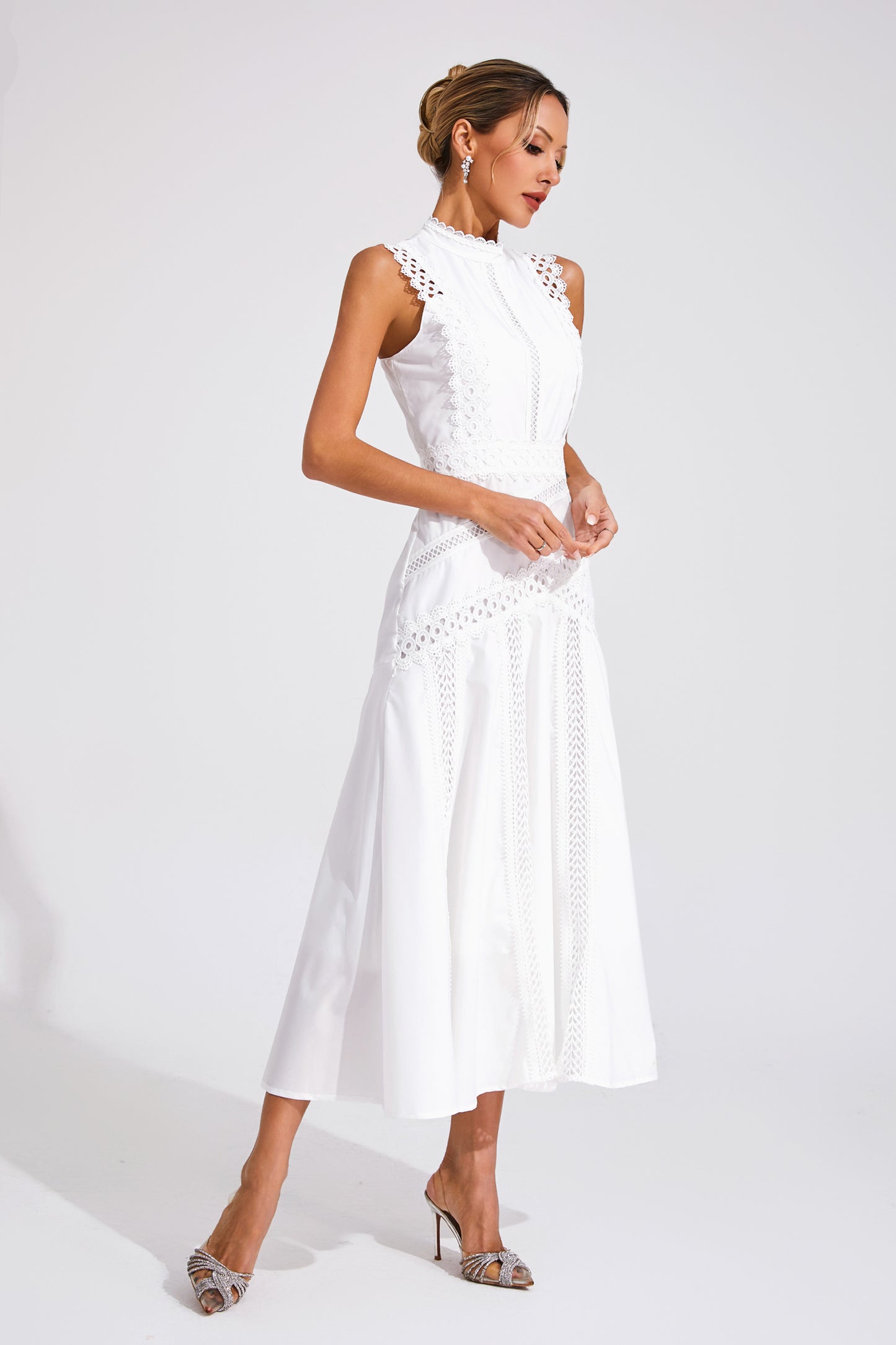 Susanna White Sleeveless Lace Dress