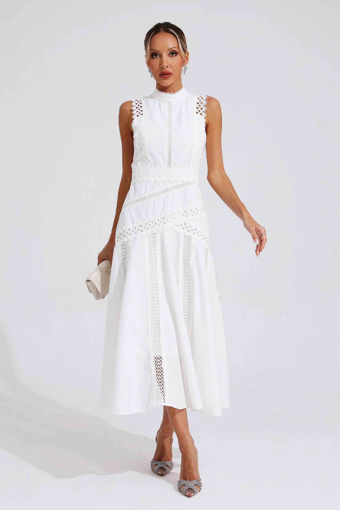 Susanna White Sleeveless Lace Dress