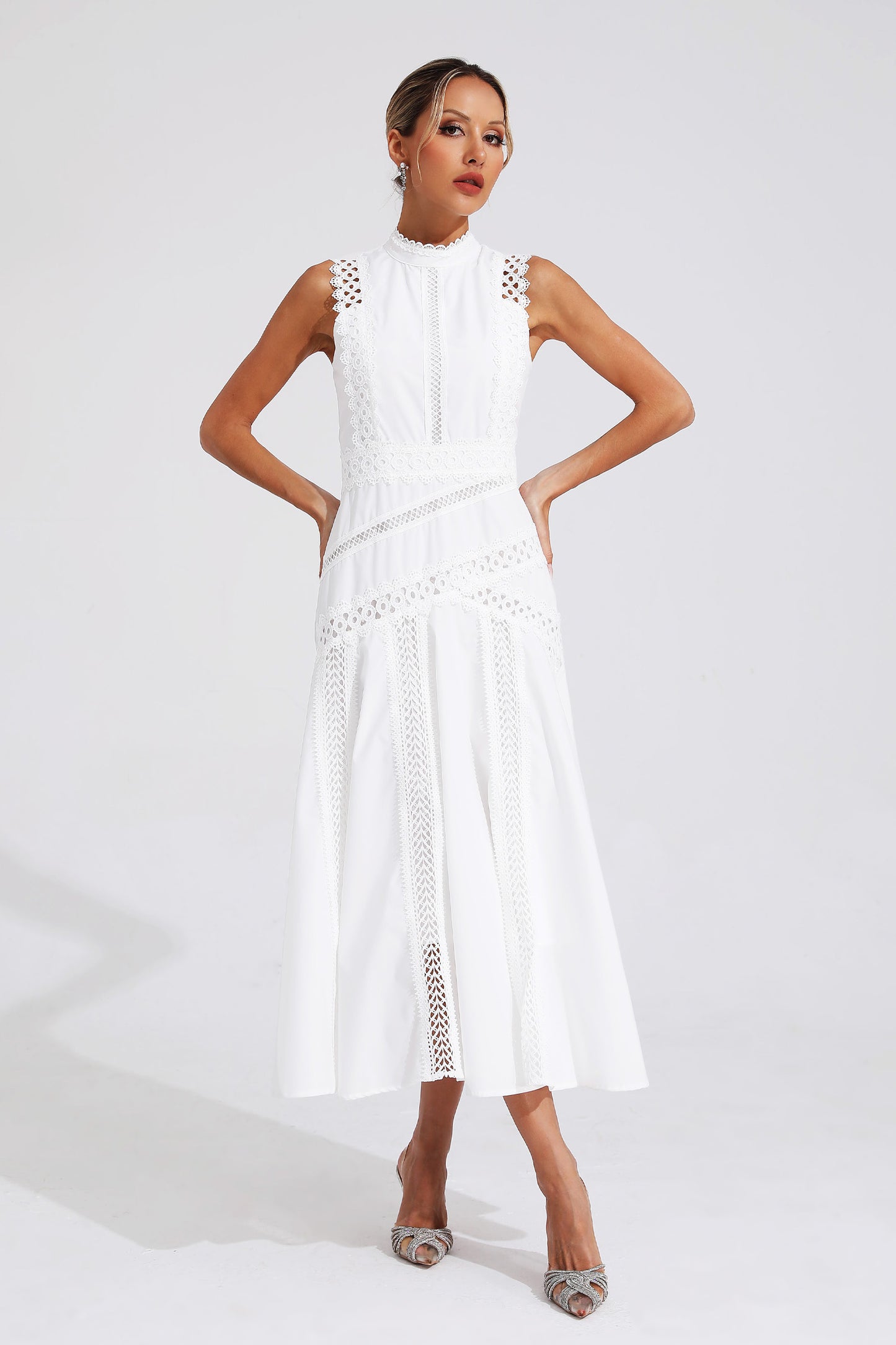 Susanna White Sleeveless Lace Dress
