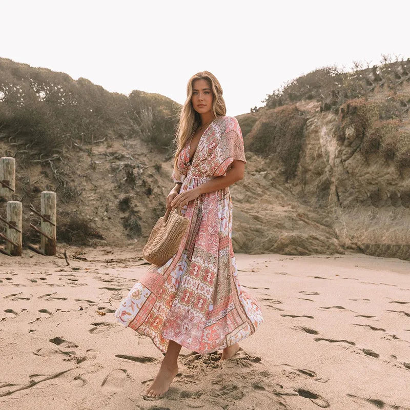 Floral Print Smock Frock Bikini Cover-Up