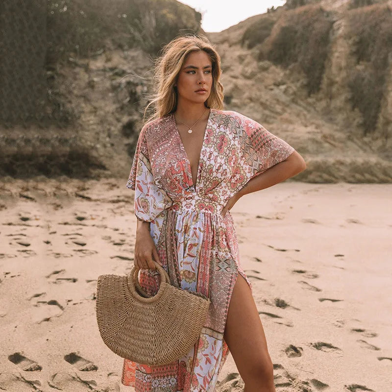Floral Print Smock Frock Bikini Cover-Up