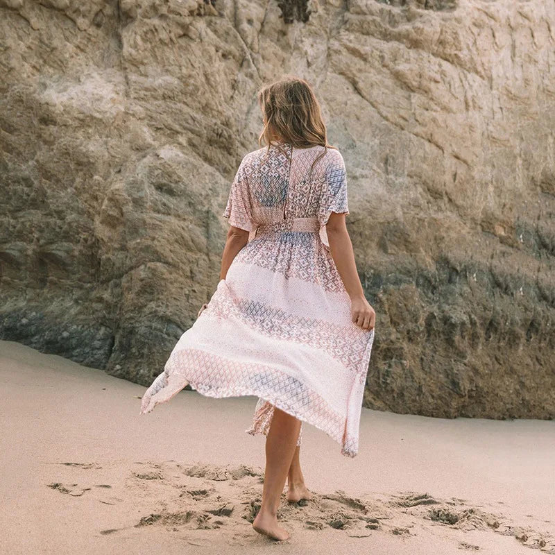 Floral Print Smock Frock Bikini Cover-Up