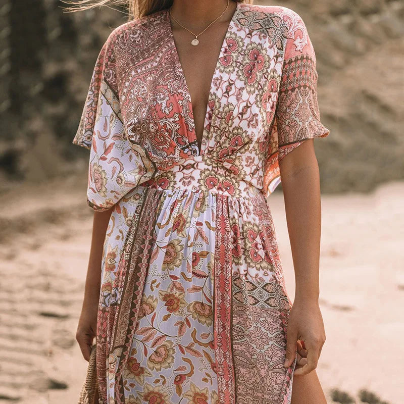 Floral Print Smock Frock Bikini Cover-Up