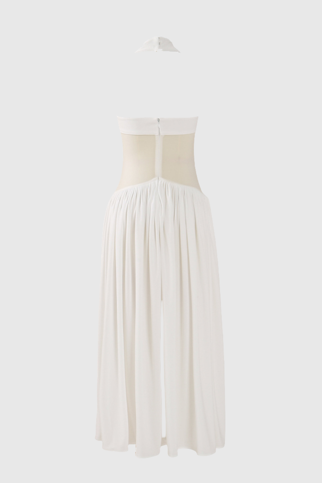 Tameron Halter Mesh Ruffle Maxi Dress