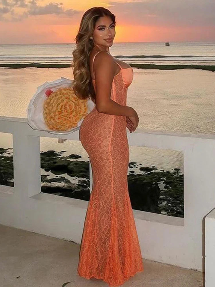Perspective Lace Maxi Vacation Dress