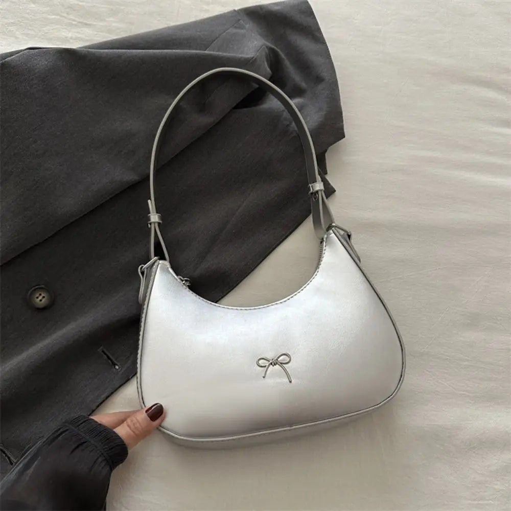 Bowknot Solid PU Leather Shoulder Bag