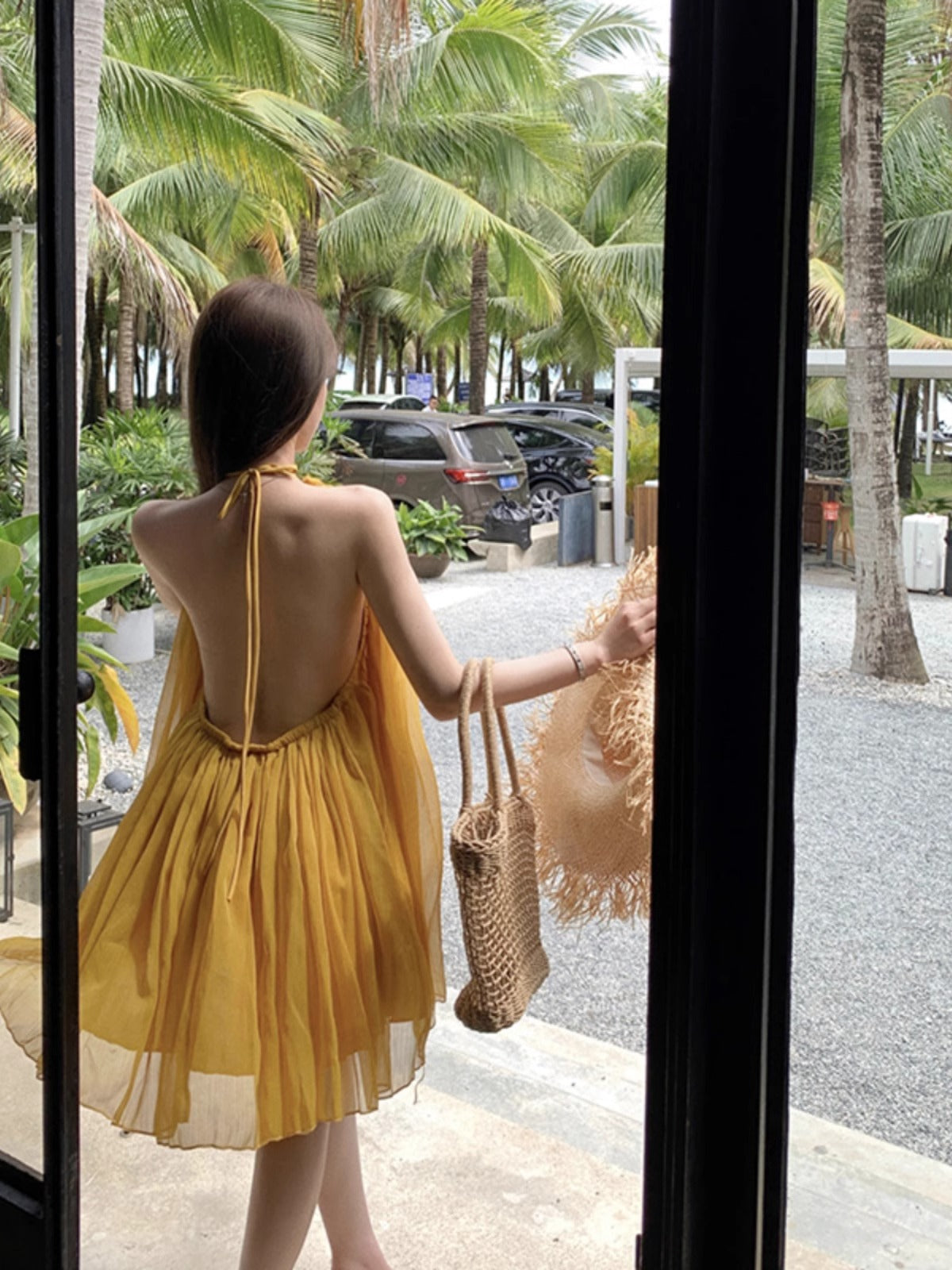 Vacation Set Red Halter Crop Top & High-Slit Skirt for Summer Chic