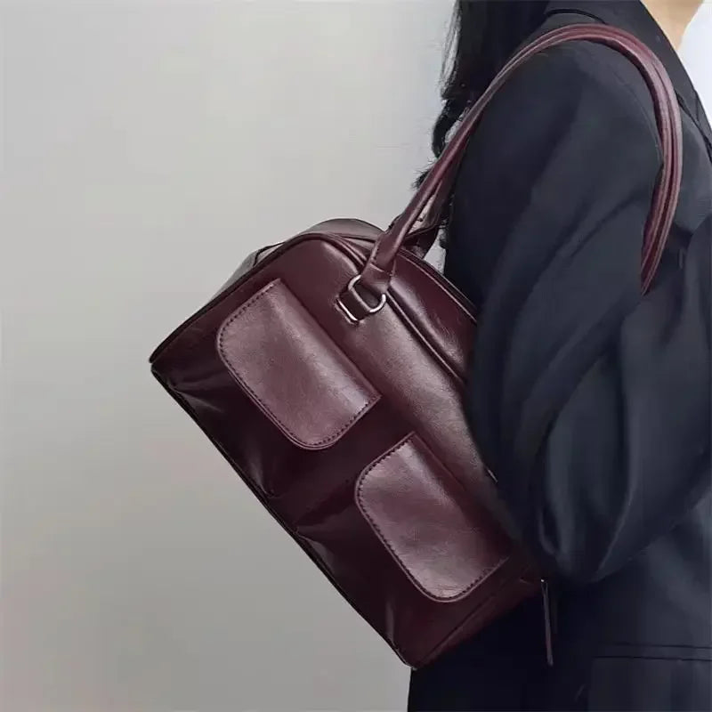 Simple Vintage Business PU Leather Shoulder Bag