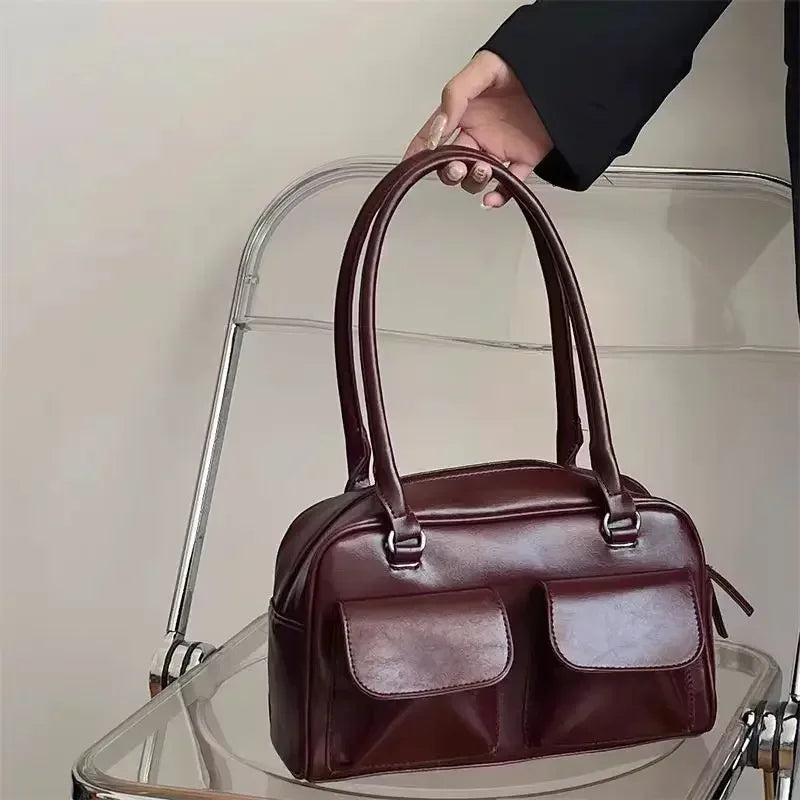 Simple Vintage Business PU Leather Shoulder Bag