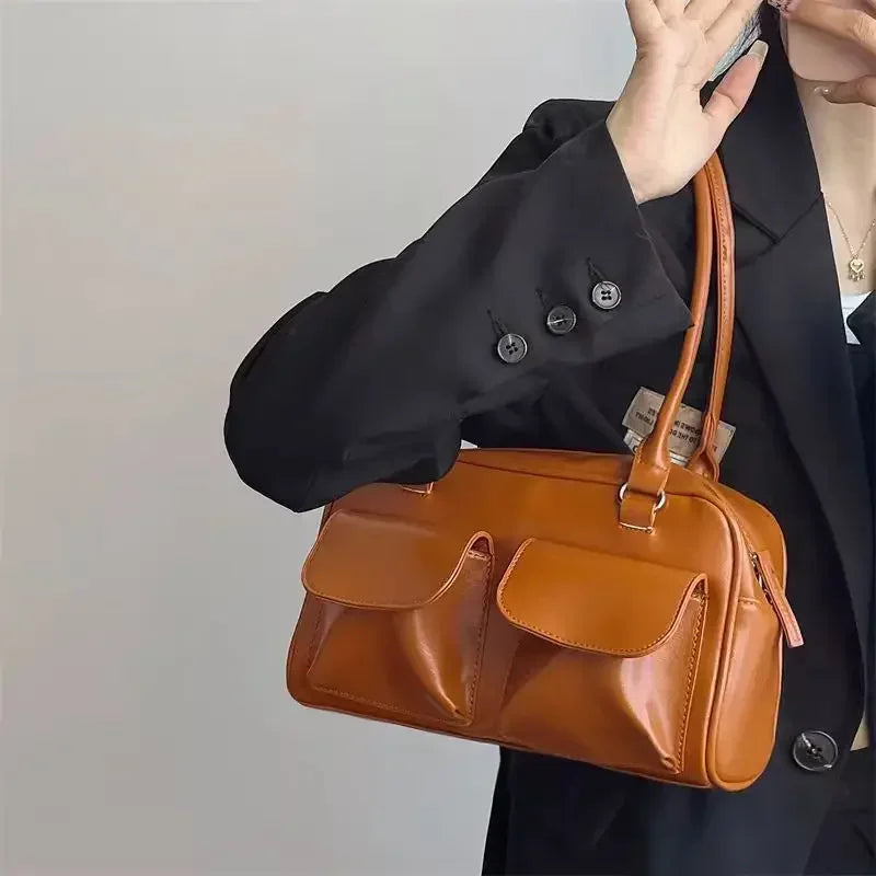Simple Vintage Business PU Leather Shoulder Bag