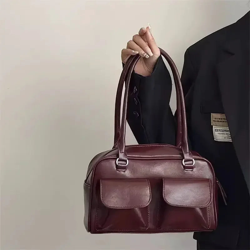 Simple Vintage Business PU Leather Shoulder Bag