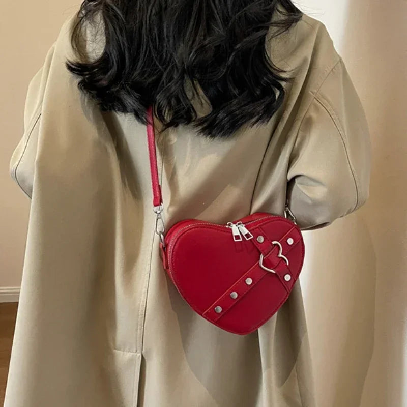 Heart Shaped PU Leather Shoulder Bag