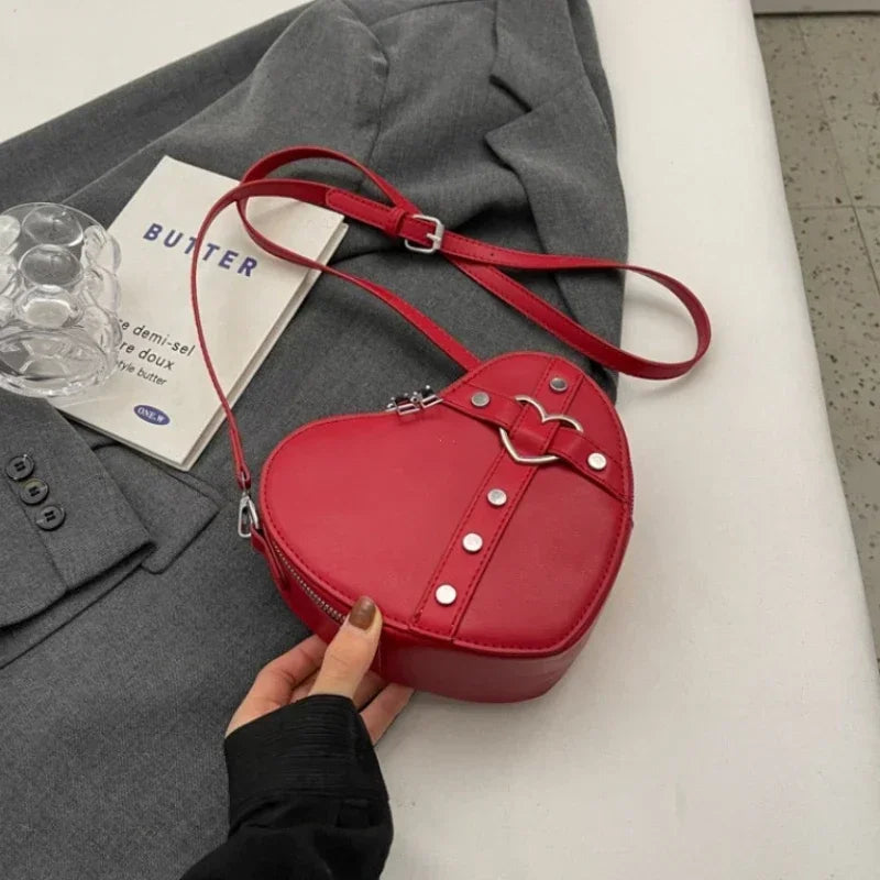 Heart Shaped PU Leather Shoulder Bag