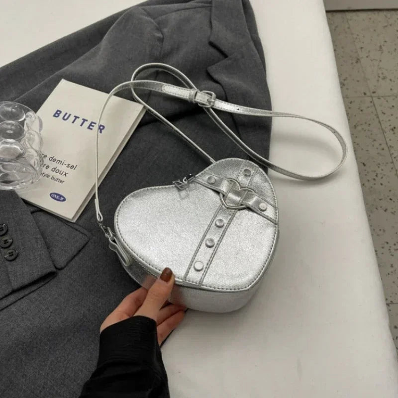 Heart Shaped PU Leather Shoulder Bag