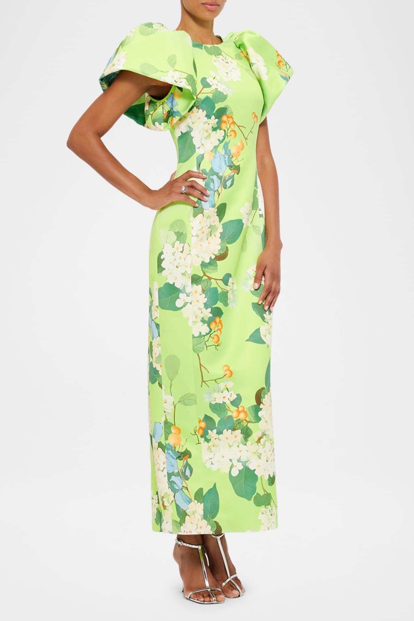 Floral Puff Sleeve Maxi Dress