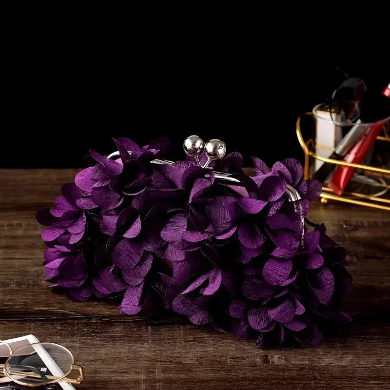 Elegant White Bride Floral Wedding Clutch Evening Handbag