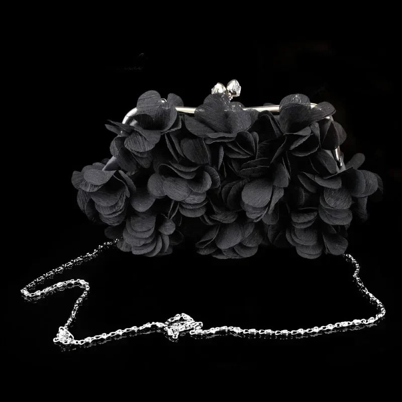 Elegant White Bride Floral Wedding Clutch Evening Handbag