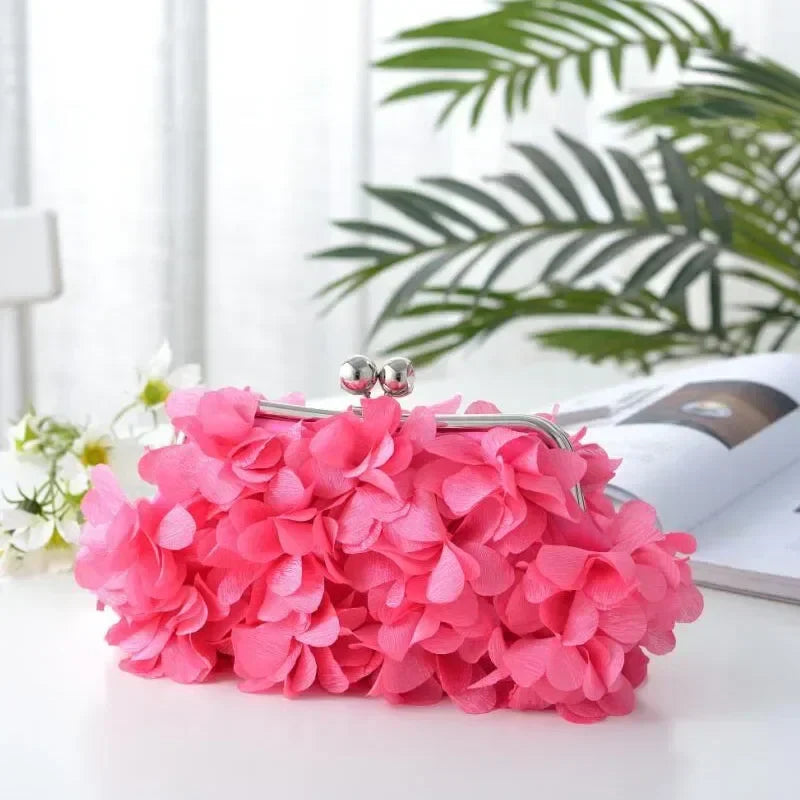 Elegant White Bride Floral Wedding Clutch Evening Handbag