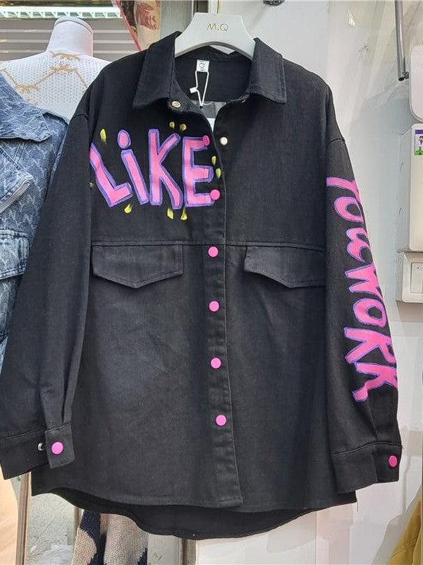 Denim Jacket Letter Print