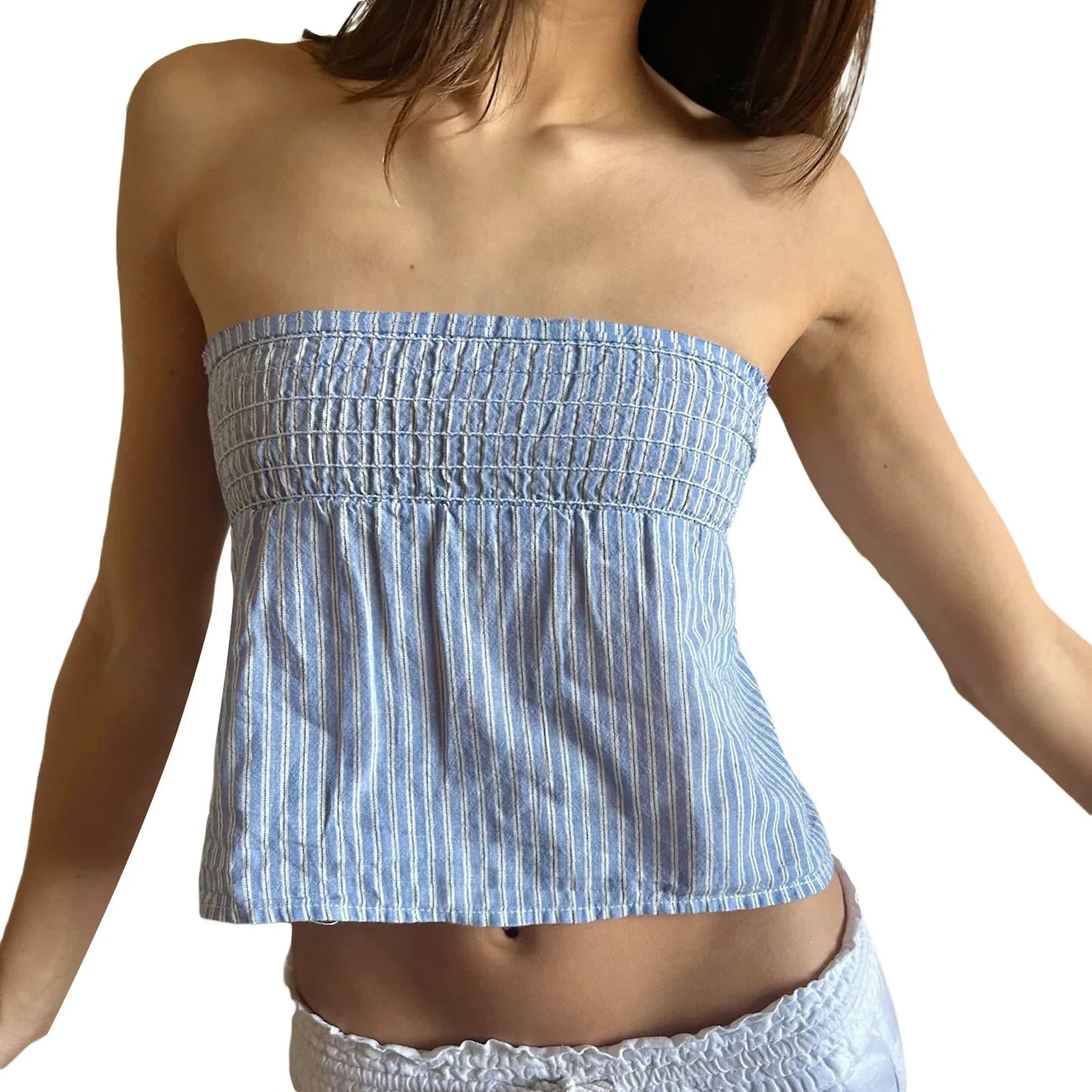 Gingham Smocked Bow Crop Top