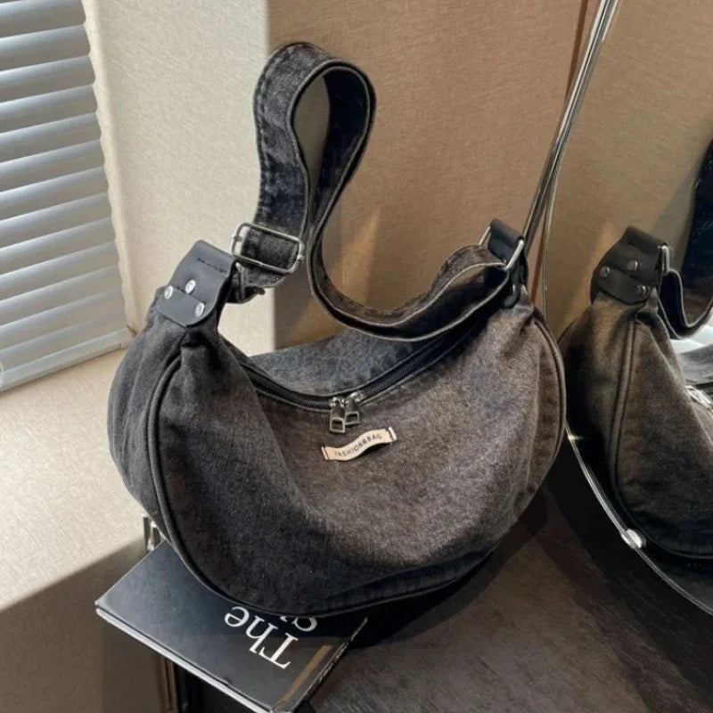 Denim Adjustable Strap Crossbody Shoulder Bag