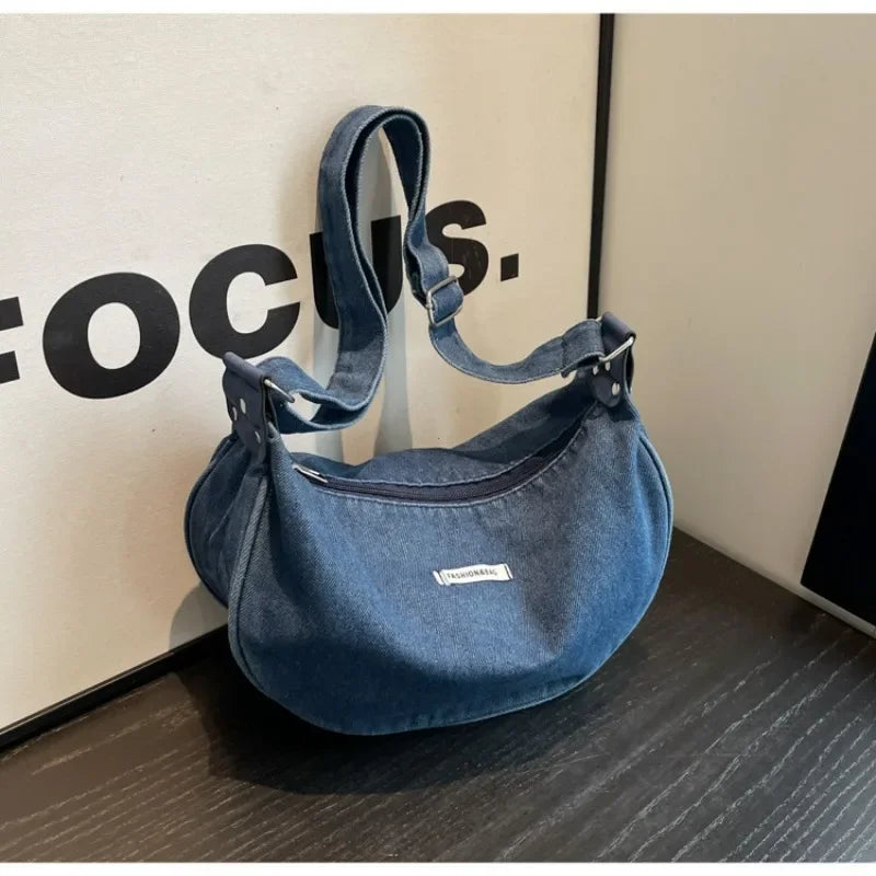 Denim Adjustable Strap Crossbody Shoulder Bag