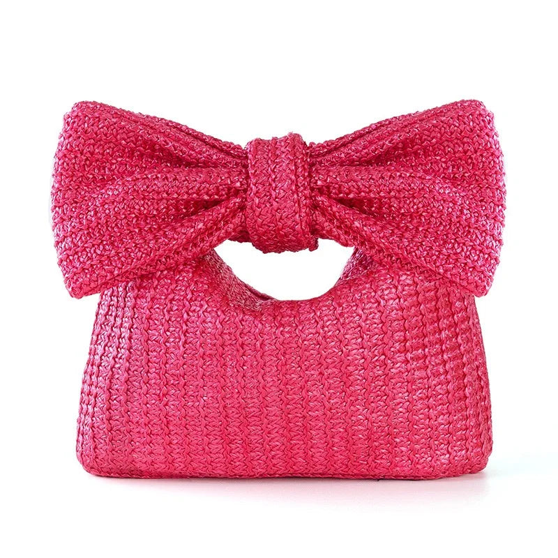Bow Handbag Straw Clutch Wristlet