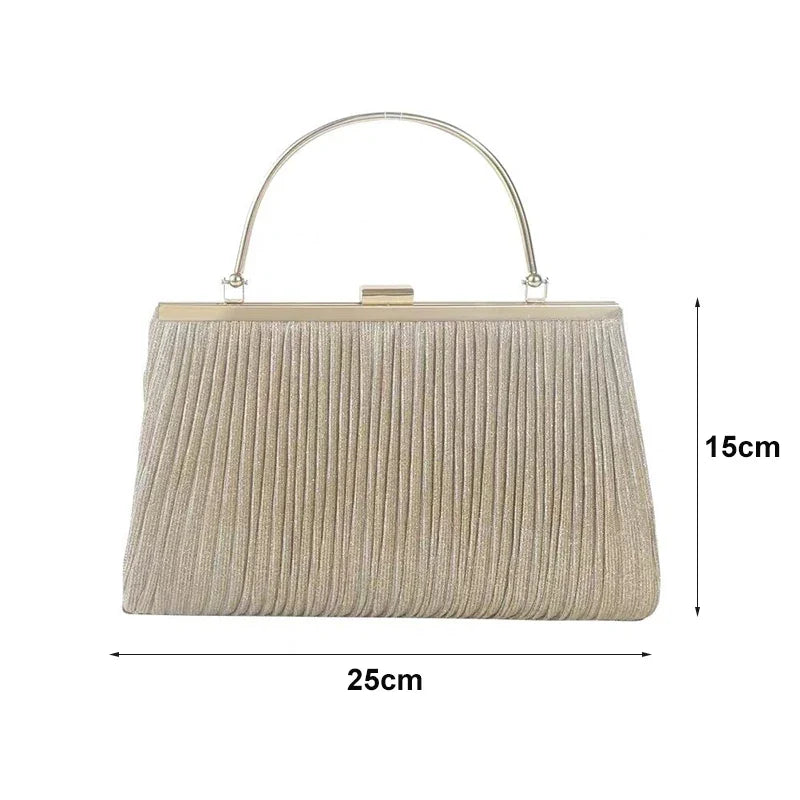 Glitter Luxury Apricot Evening Clutch Chain Shoulder Bag