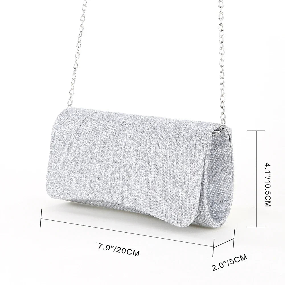 Shiny Shoulder Chain Satchel Wedding Cocktail Clutch Bag