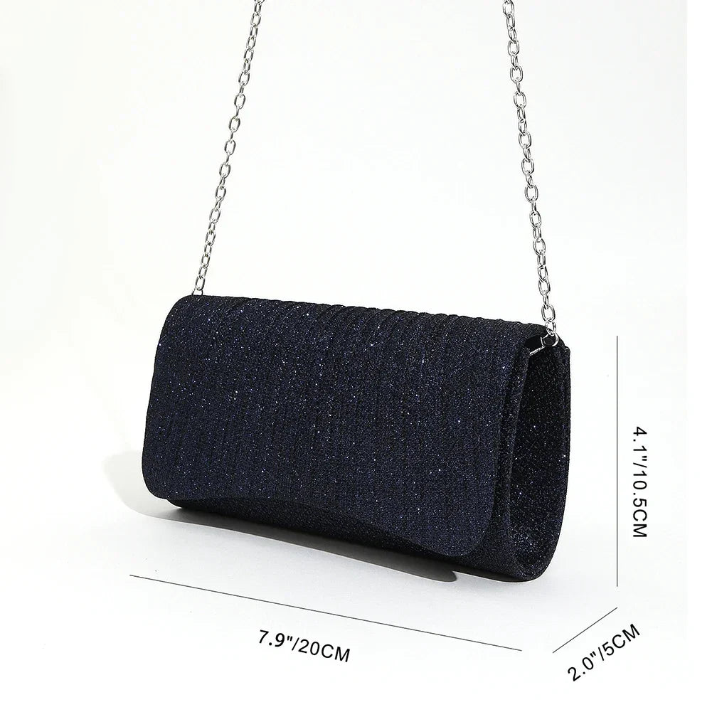 Shiny Shoulder Chain Satchel Wedding Cocktail Clutch Bag