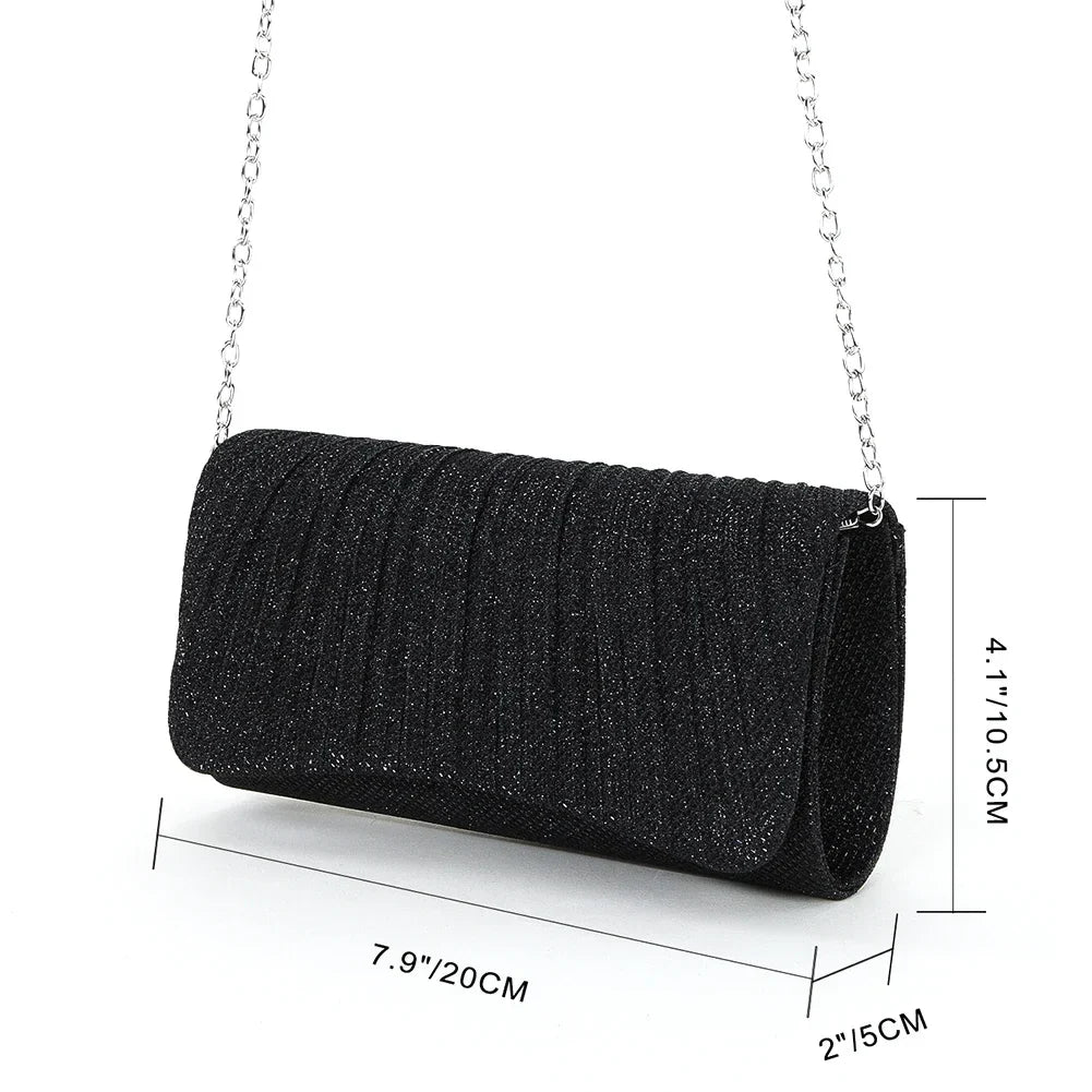 Shiny Shoulder Chain Satchel Wedding Cocktail Clutch Bag