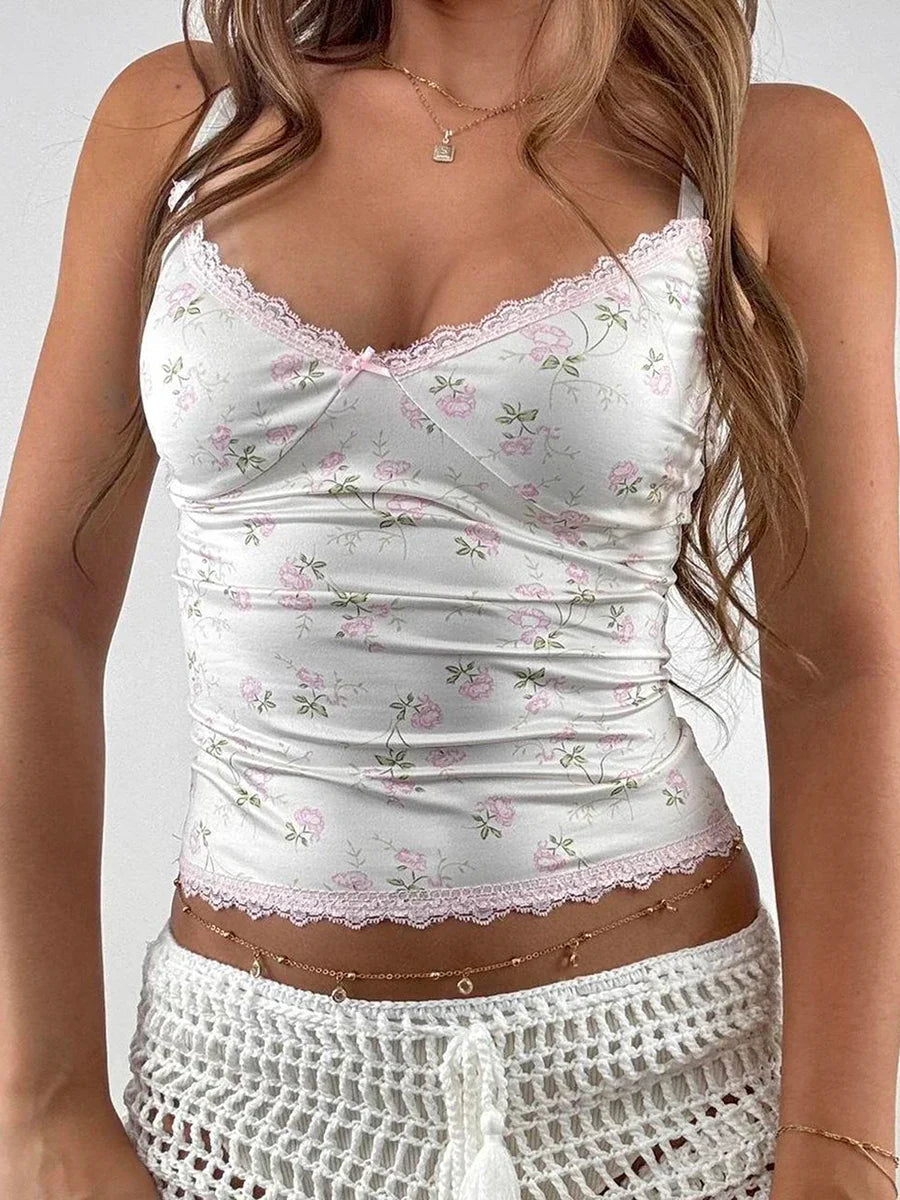Floral Lace V-Neck Crop Top