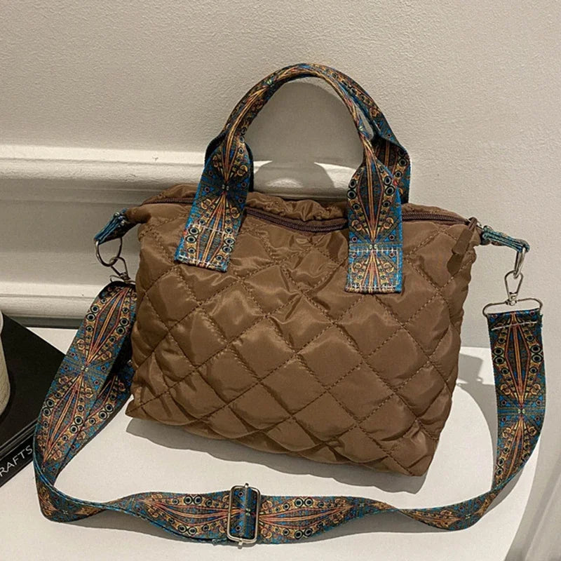 Wide Shoulder Belt Large Capacity Cotton Shopping Handbag
