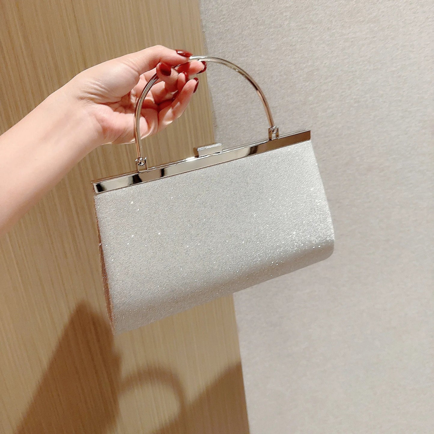 Classic Pleated Evening Bag Sparkling Party Prom Handbag Dress Purse
