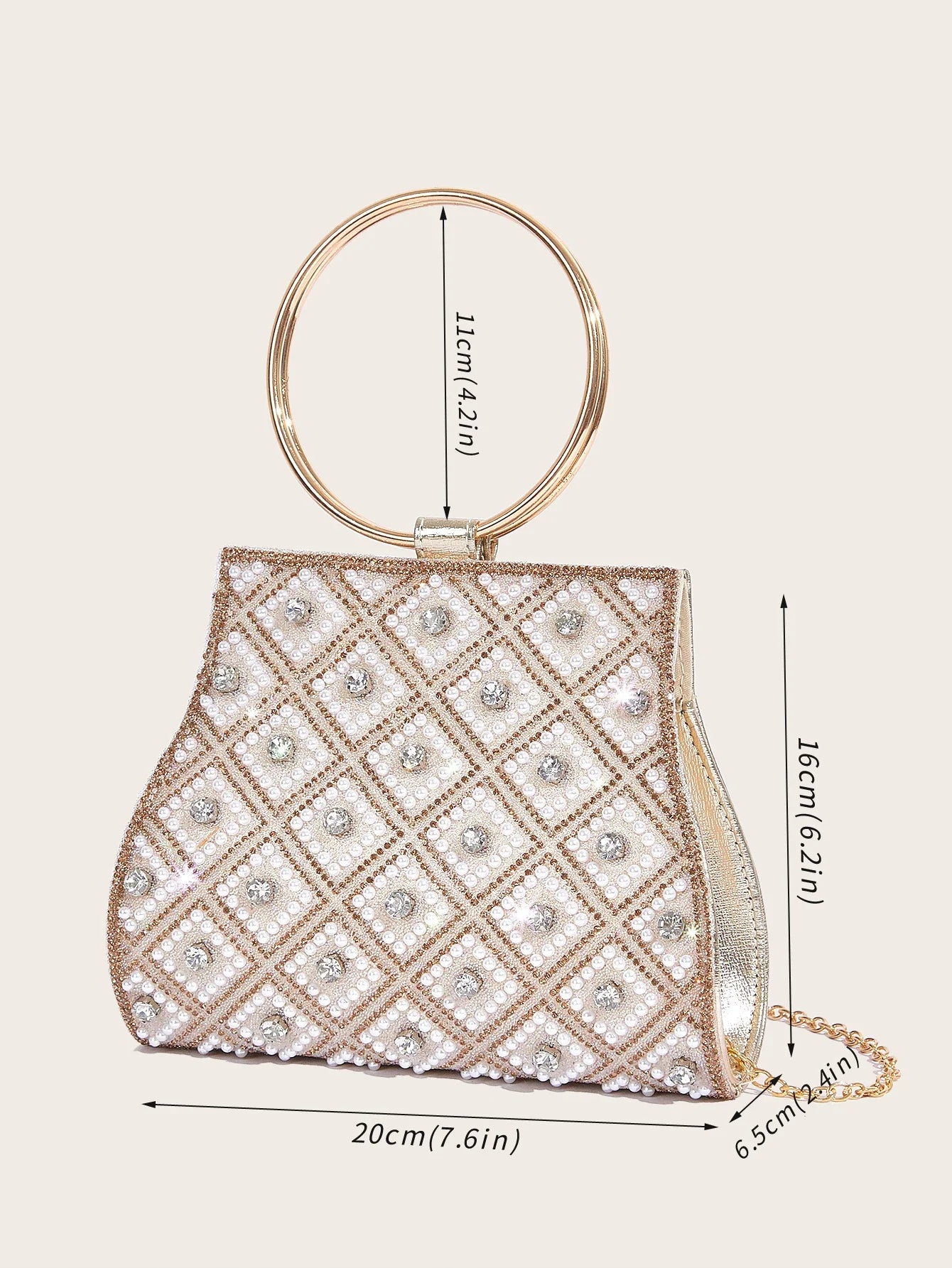 PU Rhinestone Clutch Bag for Women Party Wedding Fashion