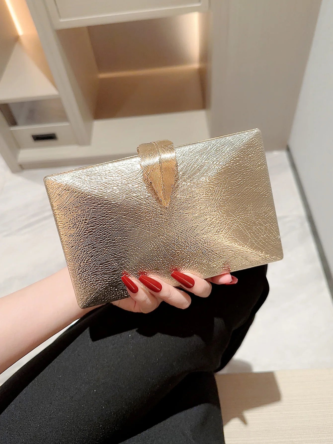Gold Leaf Box Dinner Party Clutch Bag